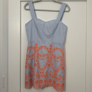 Tularosa Ari Embroidered Dress in Blue & Orange, size small